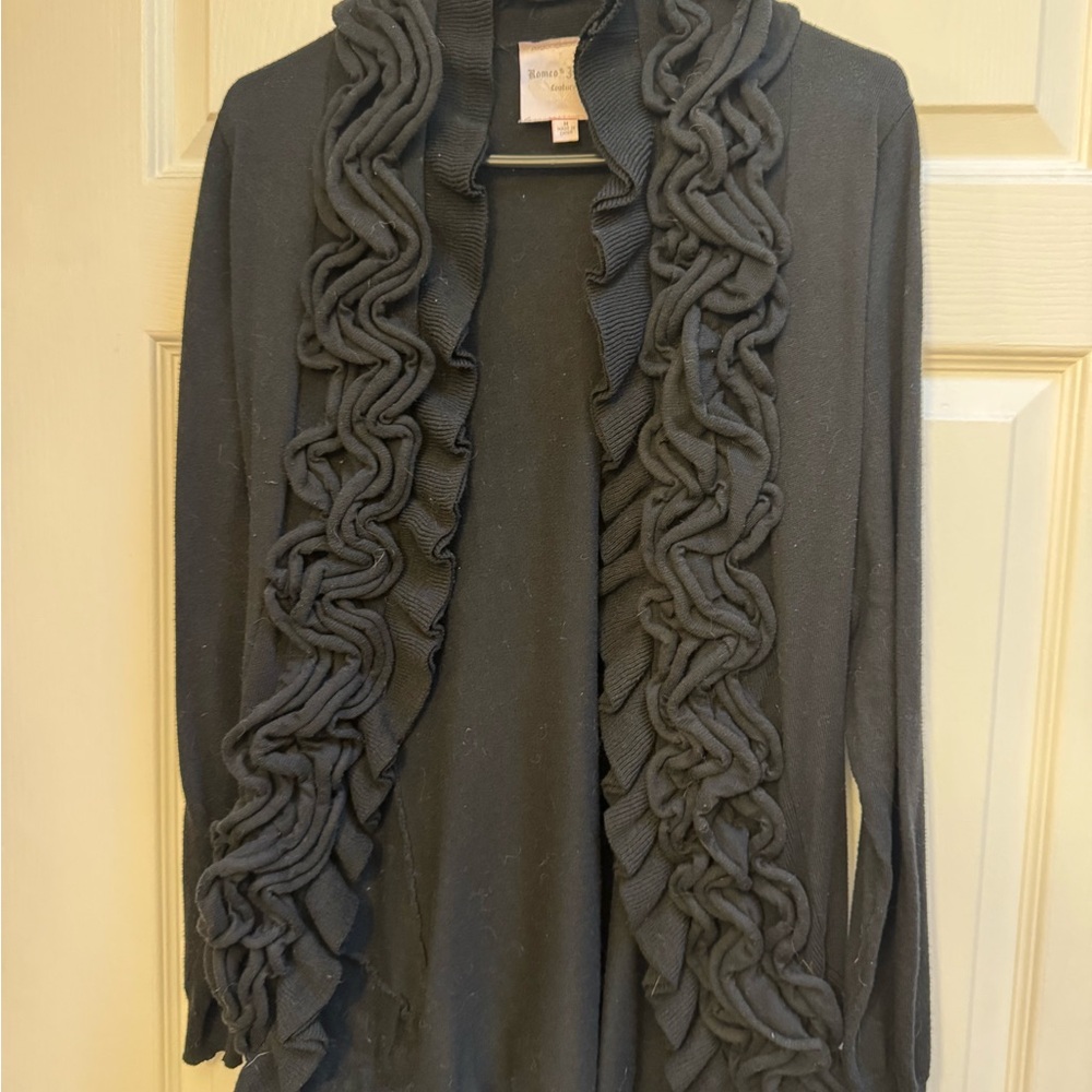 Elegant Black Ruffled Sweater